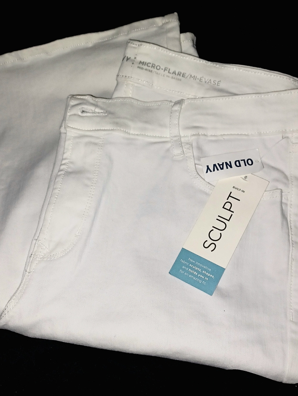 Old Navy WOMENS SIZE 14 White Micro Flare Wide-Leg Mid Rise Stretch Denim Jeans - Picture 3 of 6